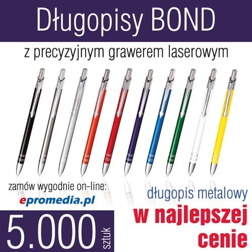 Długopisy metalowe BOND z grawerem - ATRAKCYJNA CENA