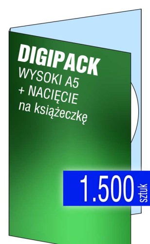Digipacki WYSOKI A5 - jednołamowe, na 1 płytę + NACIĘCIE na książeczkę - druk cyfrowy pełnokolorowy - 1.500 szt.