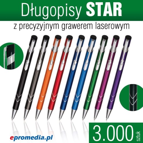 Długopisy metalowe STAR z grawerem laserowym - pakiet 3.000 szt.