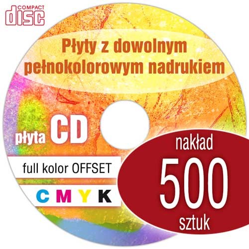 Płyty CD z pełnokolorowym nadrukiem offsetowym - 500 szt.