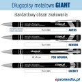 Długopisy metalowe GIANT z grawerem - standardowy obszar znakowania