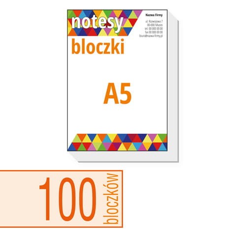 notesy reklamowe, bloczki reklamowe - A5 - ilość kartek w bloczku: do wyboru 25 / 50 / 100 kartek + plecki kartonowe