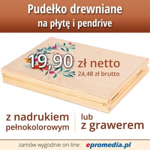 Pudełko drewniane na płytę i na pendrive (pion)
