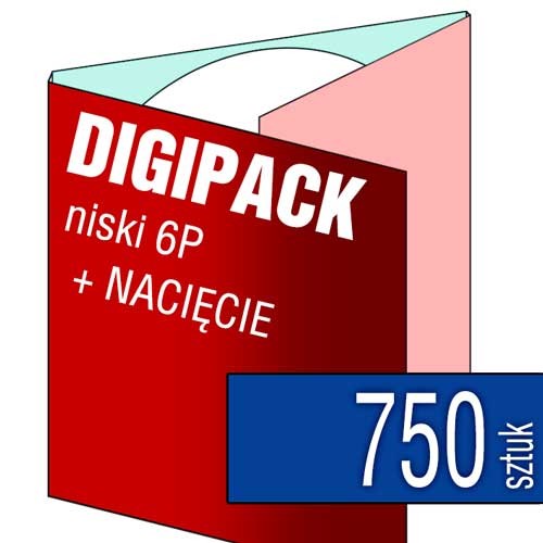 Digipacki niskie 6P - dwułamowe, na 1 płytę + NACIĘCIE na książeczkę - druk cyfrowy pełnokolorowy - 750 szt.