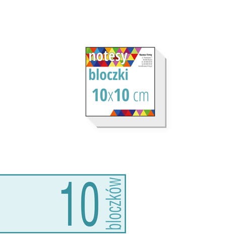 notesy reklamowe, bloczki reklamowe - 10x10 cm - ilość kartek w bloczku: do wyboru 25 / 50 / 100 kartek + plecki kartonowe