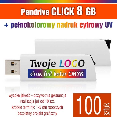 Pendrive CLICK 8 GB z nadrukiem full kolor - komplet 100 szt.