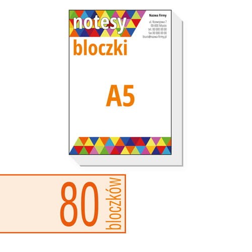 notesy reklamowe, bloczki reklamowe - A5 - ilość kartek w bloczku: do wyboru 25 / 50 / 100 kartek + plecki kartonowe