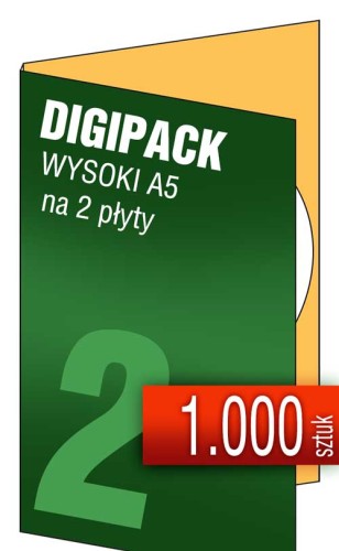 Digipacki WYSOKI A5 - jednołamowe, na 2 płyty - druk cyfrowy pełnokolorowy - 1.000 szt.