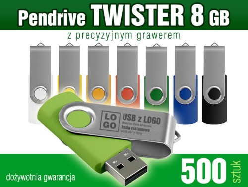Pendrive Twister 8 GB z grawerem lub nadrukiem full kolor CMYK - pakiet 500 szt.