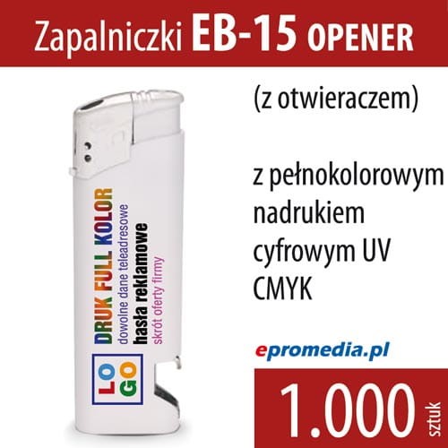 zapalniczki EB 15 OPENER (z otwieraczem) z nadrukiem pełnokolorowym
