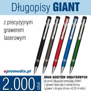 Długopisy GIANT z grawerem - pakiet 2.000 szt.