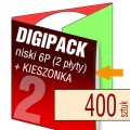 Digipacki niskie 6P - dwułamowe, na 2 płyty + KIESZONKA na książeczkę - druk pełnokolorowy - 400 szt.