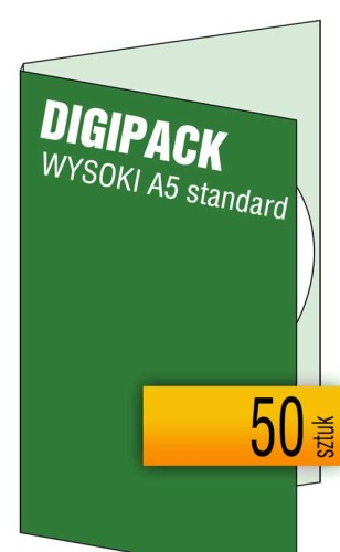 Digipacki WYSOKI A5 - standardowe jednołamowe, 1 płyta - druk cyfrowy pełnokolorowy - 50 szt.