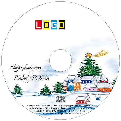 Płyty z kolędami w kopercie foliowej - BK-055 - nadruk na płycie z LOGO