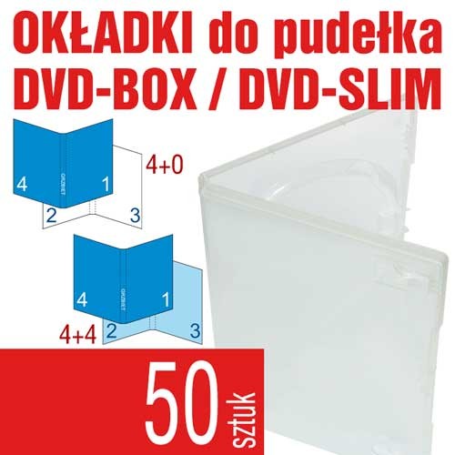 druk okładek pod folię do pudełka standardowego DVD-BOX oraz do pudełka DVD-SLIM