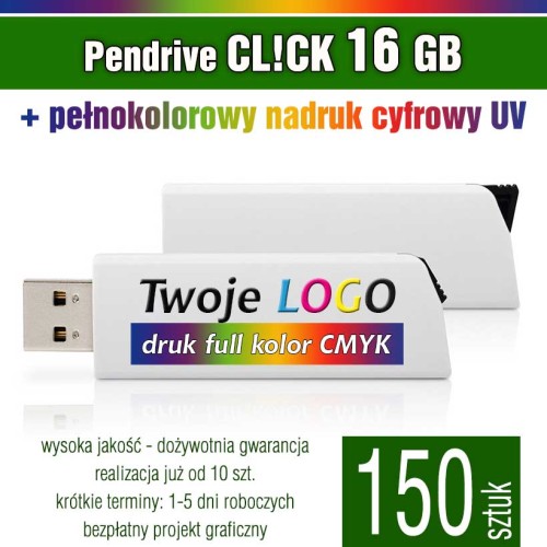 Pendrive CLICK 16 GB z nadrukiem full kolor - komplet 150 szt.