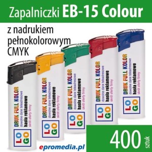 Zapalniczki EB-15 COLOUR z nadrukiem - pakiet 400 szt.
