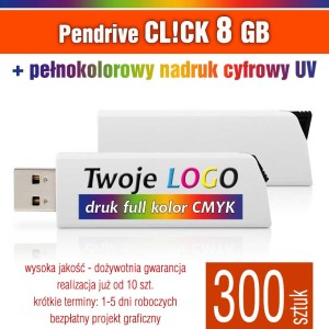 Pendrive CLICK 8GB z  nadrukiem - pakiet 300 szt.