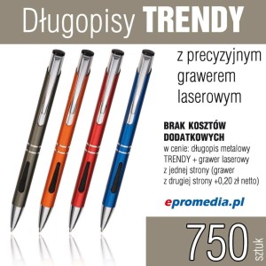 Długopisy TRENDY z grawerem - pakiet 750 szt.