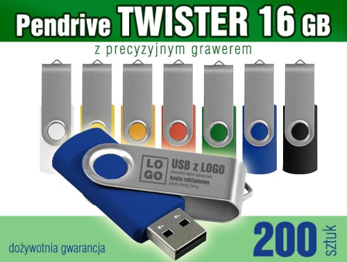 Pendrive Twister 16 GB z grawerem lub nadrukiem full kolor CMYK - pakiet 200 szt.