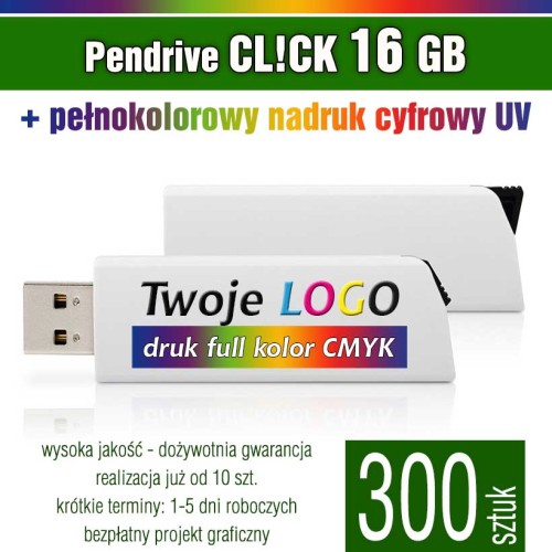 Pendrive CLICK 16 GB z nadrukiem full kolor - komplet 300 szt.