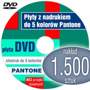 Płyty DVD + sitodruk (3-5 kol. Pantone) - pakiet 1.500 szt.