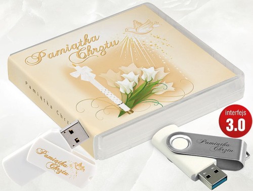 Pamiątka Chrztu Świętego - USB BOX z pendrive, wzór CH5006
