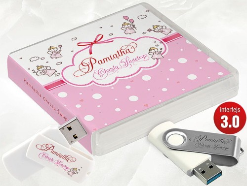 Pamiątka Chrztu Świętego - USB BOX z pendrive, wzór CH5009