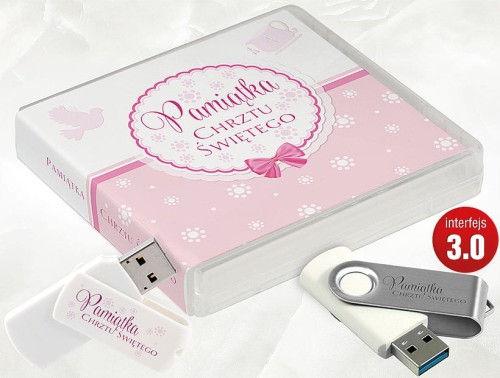 Pamiątka Chrztu Świętego - USB BOX z pendrive, wzór CH5011