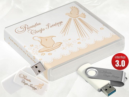 Pamiątka Chrztu Świętego - USB BOX z pendrive, wzór CH5013
