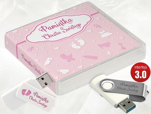 Pamiątka Chrztu Świętego - USB BOX z pendrive, wzór CH5016