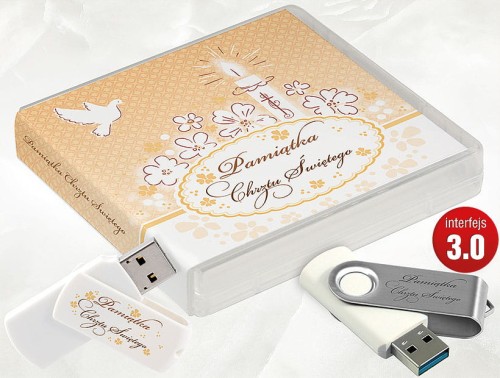 Pamiątka Chrztu Świętego - USB BOX z pendrive, wzór CH5017