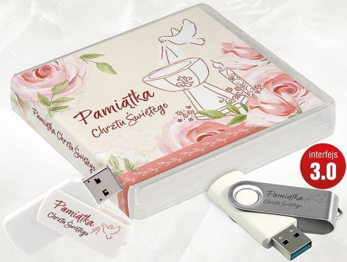 Pamiątka Chrztu Świętego - USB BOX z pendrive, wzór CH5018