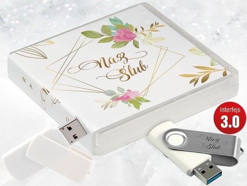 Pamiątka Ślubu / Wesela - USB BOX z pendrive, wzór SL7028