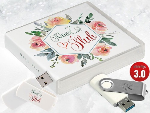 Pamiątka Ślubu / Wesela - USB BOX z pendrive, wzór SL7038