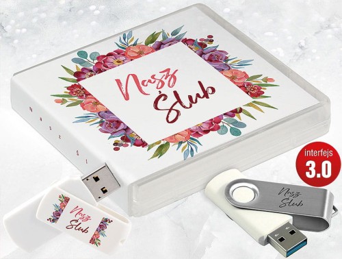 Pamiątka Ślubu / Wesela - USB BOX z pendrive, wzór SL7047