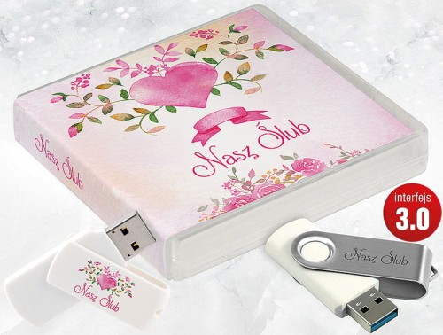 Pamiątka Ślubu / Wesela - USB BOX z pendrive, wzór SL7049