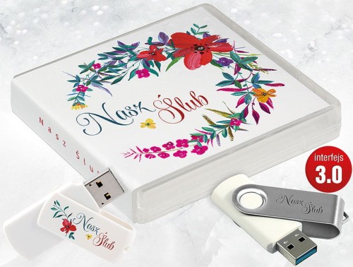 Pamiątka Ślubu / Wesela - USB BOX z pendrive, wzór SL7065