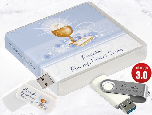 Pamiątka Pierwszej Komunii Świętej - USB BOX z pendrive, wzór PK6001