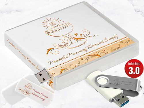 Pamiątka Pierwszej Komunii Świętej - USB BOX z pendrive, wzór PK6003