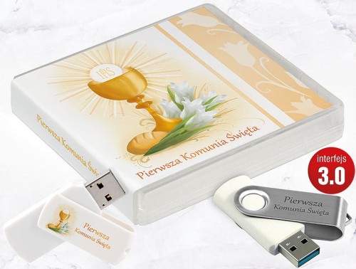 Pamiątka Pierwszej Komunii Świętej - USB BOX z pendrive, wzór PK6006