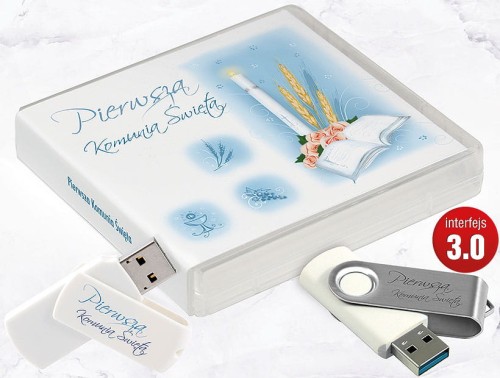 Pamiątka Pierwszej Komunii Świętej - USB BOX z pendrive, wzór PK6008