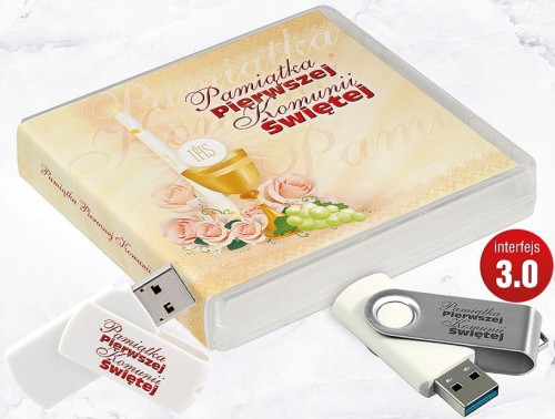 Pamiątka Pierwszej Komunii Świętej - USB BOX z pendrive, wzór PK6009