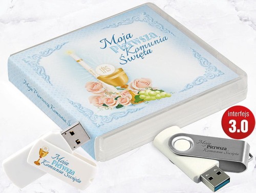 Pamiątka Pierwszej Komunii Świętej - USB BOX z pendrive, wzór PK6010