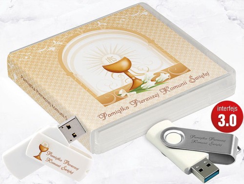 Pamiątka Pierwszej Komunii Świętej - USB BOX z pendrive, wzór PK6013