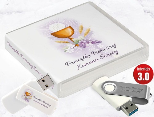 Pamiątka Pierwszej Komunii Świętej - USB BOX z pendrive, wzór PK6014
