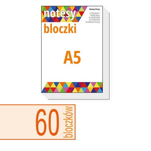 notesy reklamowe, bloczki reklamowe - A5 - ilość kartek w bloczku: do wyboru 25 / 50 / 100 kartek + plecki kartonowe