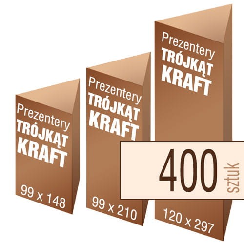 PREZENTER na stoliki TRÓJKĄTNY KRAF (druk białym lub białym + CMYK) - 400 szt.