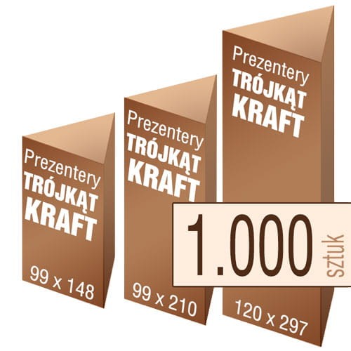 PREZENTER na stoliki TRÓJKĄTNY KRAF (druk białym lub białym + CMYK) - 1.000 szt.