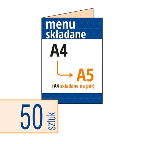 Karty MENU Restauracyjne - składane A4 do A5 - pakiet 50 szt.
